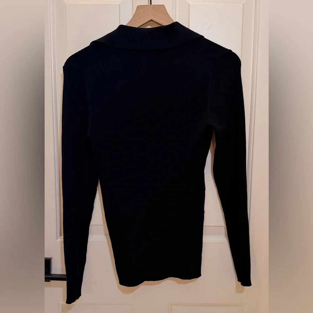 Daily Ritual Black Ribbed Collared Cardigan - Picture 4 of 4